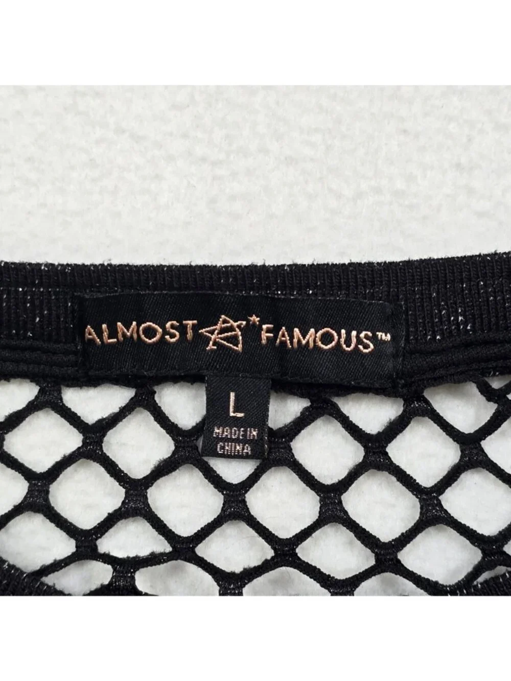 Womens Large Long Sleeve Black Fishnet Mesh Top Whimsigoth Goth Festival - Picture 2 of 4